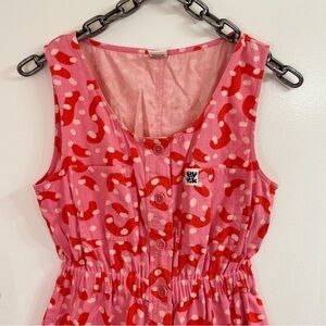 ❌SOLD❌Lucy and Yak Juni Organic Twill Jumpsuit in Pink & Red ‘Eve’ Print